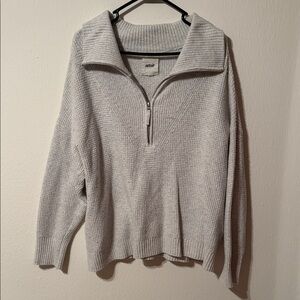 Aerie Light Gray Zip-Up Sweater